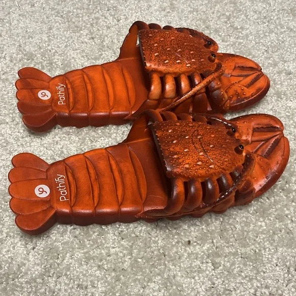 New Novelty Lobster Slippers Slides Flip Flops Sandals Mens 9.5-10/EU 42/43 - Picture 3 of 7